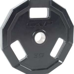 CAP OLYMPIC RUBBER BUMPER PLATES – BLACK – 35 LB