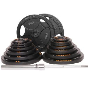 Olympic Bar And Plates 390 Lbs. Heavy Set | Yellow | Black