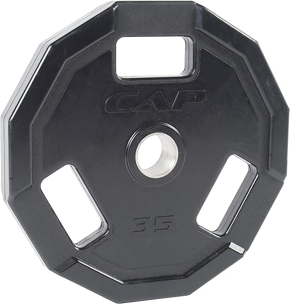 CAP OLYMPIC RUBBER BUMPER PLATES – BLACK – 35 LB