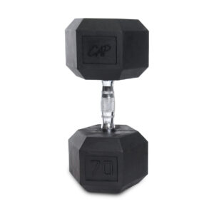 CAP RUBBER COATED HEX 70 LB DUMBBELL