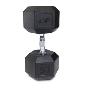 CAP RUBBER COATED HEX 90 LB DUMBBELL