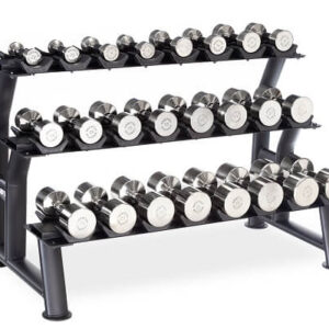3-Tier Chrome Dumbbell Saddle Rack | 48" - Image 1