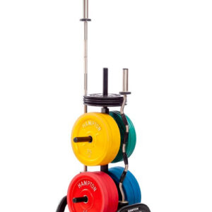 International Plate Rack | Bumper Plate Rack with 2 International Bar Holders