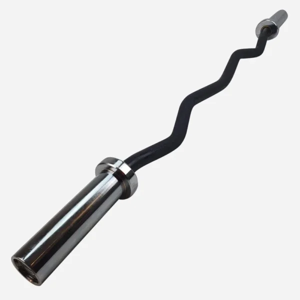 Black chrome EZ curl bar 700 lb Olympic barbell angled grip knurling