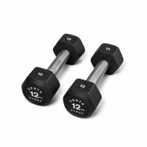 Centr x HYROX 12kg rubber dumbbell for strength training and fitness workouts
