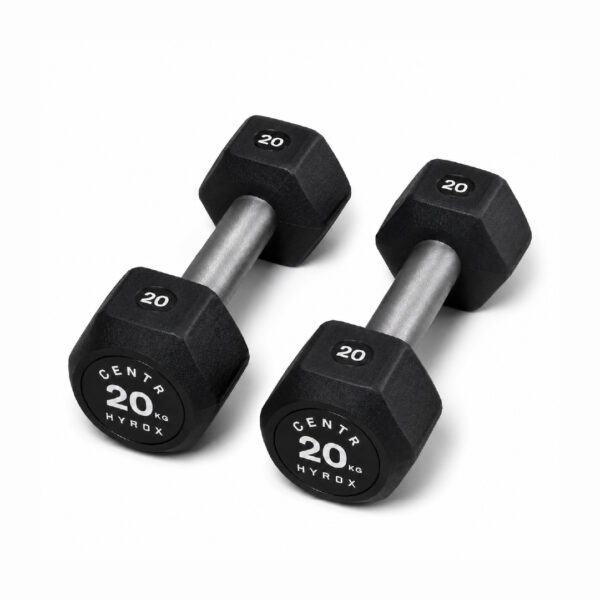 Centr x HYROX 20kg rubber dumbbell for strength training and fitness workouts