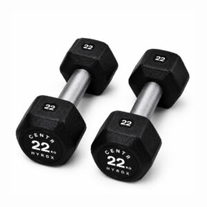 Centr x HYROX 22kg rubber dumbbell for strength training and fitness workouts