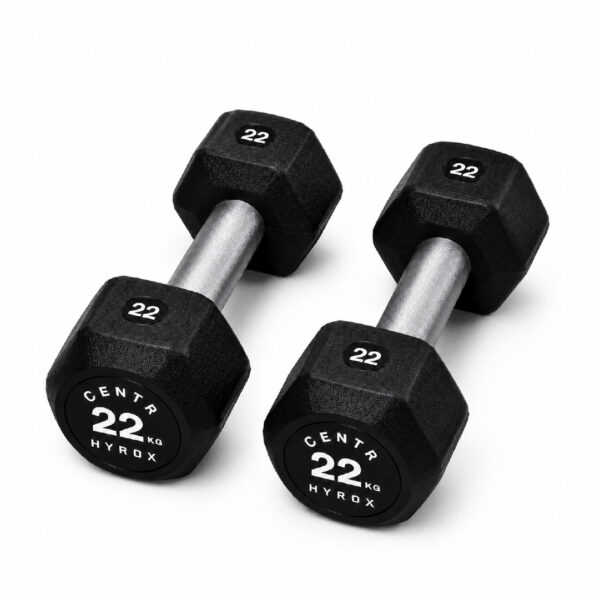 Centr x HYROX 22kg rubber dumbbell for strength training and fitness workouts