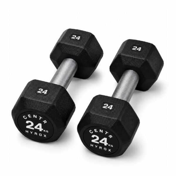 Centr x HYROX 24kg rubber dumbbell for strength training and fitness workouts