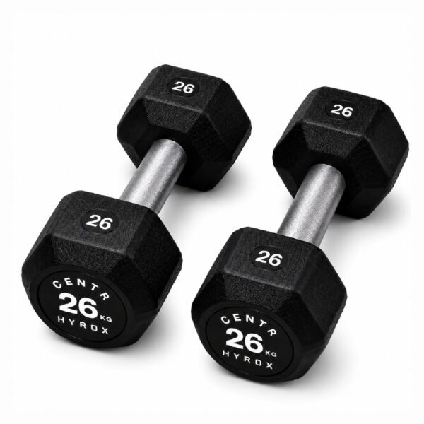 Centr x HYROX 26kg rubber dumbbell for strength training and fitness workouts