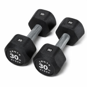 Centr x HYROX 30kg rubber dumbbell for strength training and fitness workouts