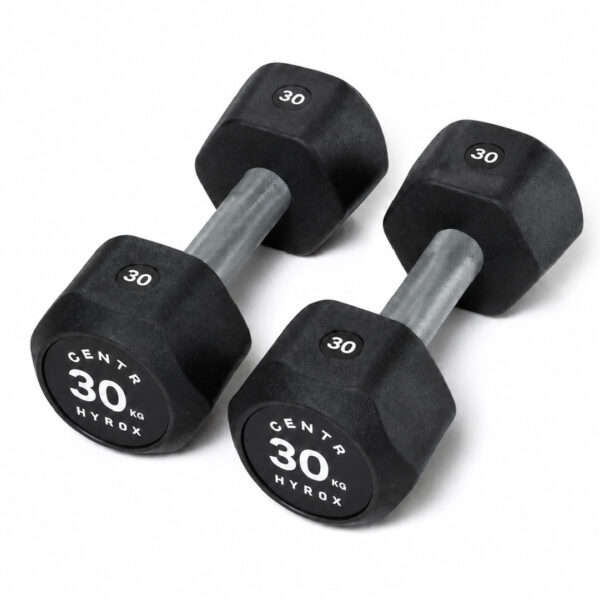 Centr x HYROX 30kg rubber dumbbell for strength training and fitness workouts