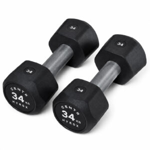 Centr x HYROX 34kg rubber dumbbell for strength training and fitness workouts