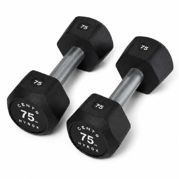 Centr x HYROX 75lbs rubber dumbbell for strength training and fitness workouts