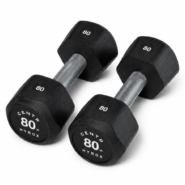 Centr x HYROX 80 rubber dumbbell for strength training and fitness workouts